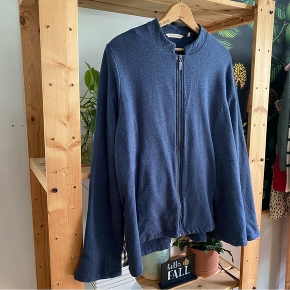 Soft Surroundings Navy Blue Kajal Full Zipper Sweatshirt Jacket Large - Picture 5 of 13